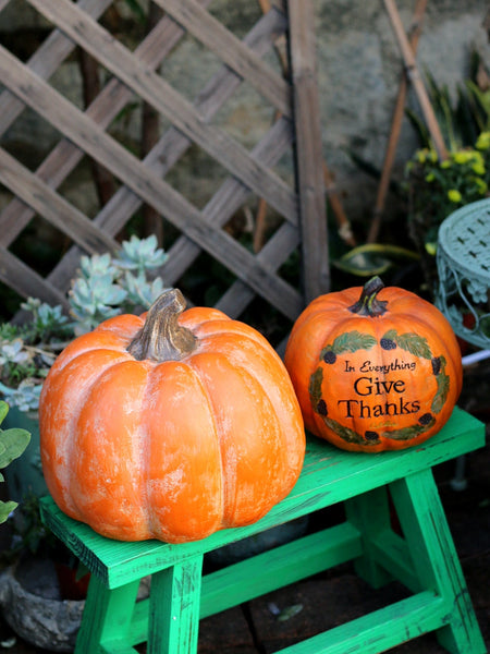 Large Thanksgiving Pumpkins for Garden Ornaments, Cute Resin Pumpkins for Garden Courtyard Ornament, Villa Outdoor Decor Gardening Ideas-Art Painting Canvas