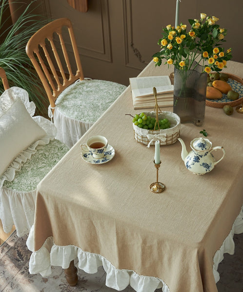 Modern Table Cloth, Beige Tablecloth for Home Decoration, Square Tablecloth for Round Table, Extra Large Rectangle Tablecloth for Dining Room Table-Art Painting Canvas