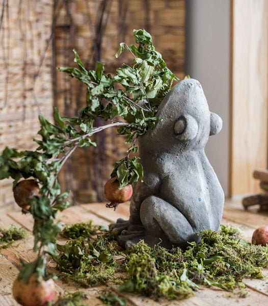 Frog Flowerpot for Garden Decoration, Beautiful Cute Frog Statues, Garden Animal Statues, Unique Modern Garden Sculptures, Creative Villa Outdoor Gardening Ideas-Art Painting Canvas