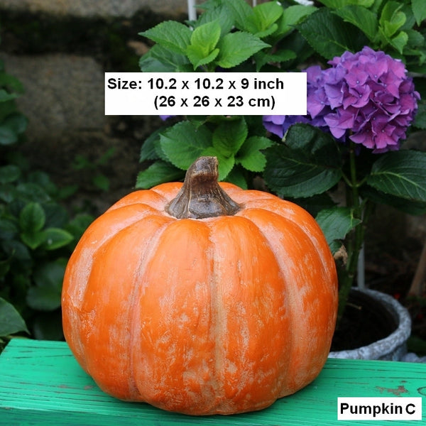 Large Thanksgiving Pumpkins for Garden Ornaments, Cute Resin Pumpkins for Garden Courtyard Ornament, Villa Outdoor Decor Gardening Ideas-Art Painting Canvas