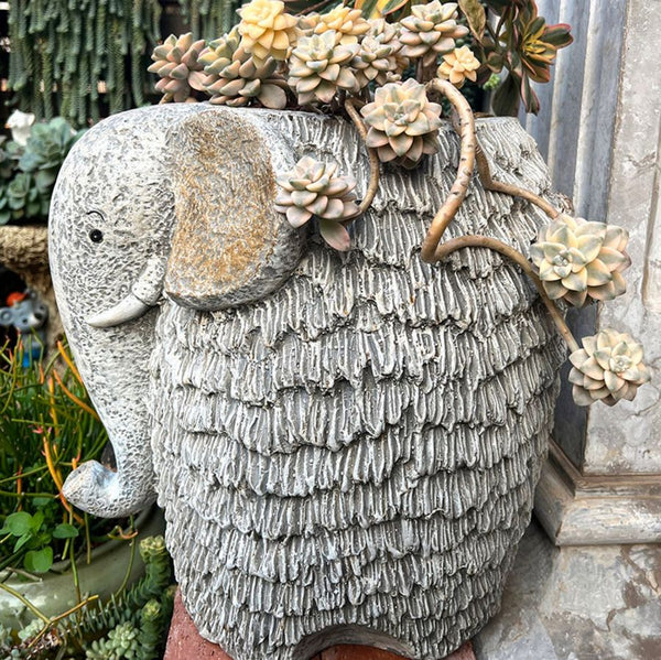 Modern Animal Statue for Garden Ornaments, Large Elephant Flowerpot, Resin Statue for Garden, Villa Outdoor Decor Gardening Ideas-Art Painting Canvas