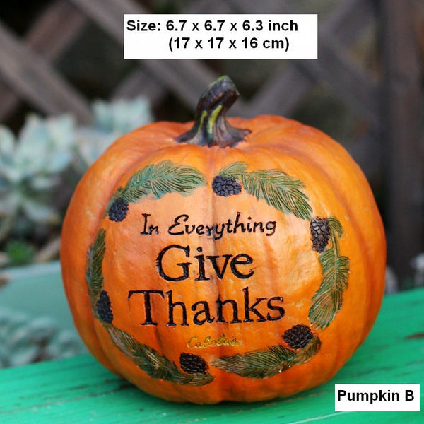 Large Thanksgiving Pumpkins for Garden Ornaments, Cute Resin Pumpkins for Garden Courtyard Ornament, Villa Outdoor Decor Gardening Ideas-Art Painting Canvas