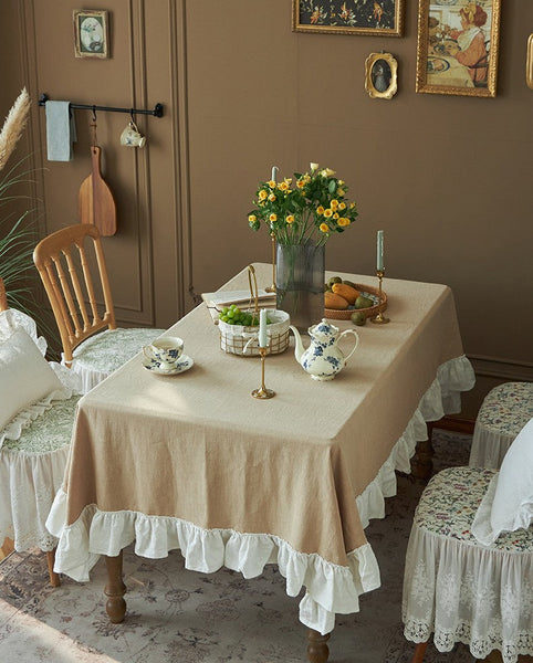 Modern Table Cloth, Beige Tablecloth for Home Decoration, Square Tablecloth for Round Table, Extra Large Rectangle Tablecloth for Dining Room Table-Art Painting Canvas