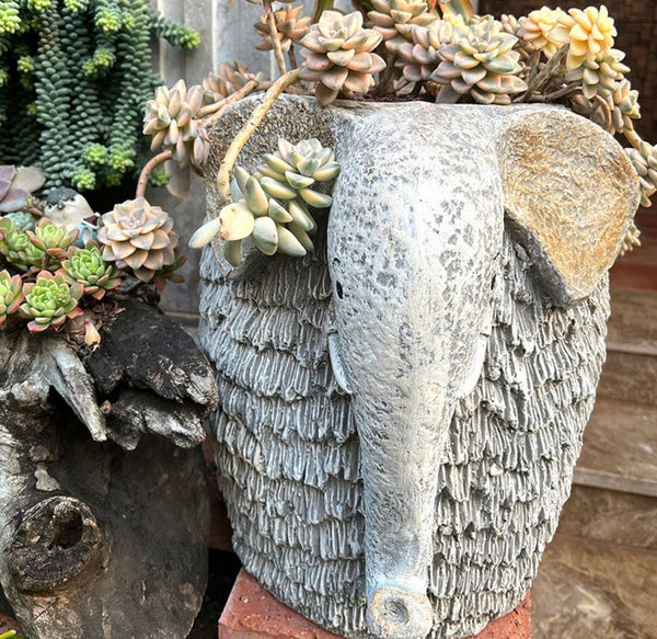 Elephant Flower Pot, Modern Animal Statue for Garden Ornaments, Large Elephant Flowerpot, Resin Statue for Garden, Villa Outdoor Decor Gardening Ideas-Art Painting Canvas