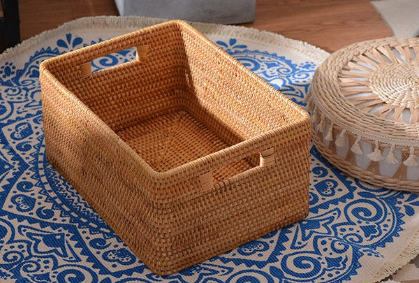 Woven Storage Baskets, Rectangular Storage Baskets, Rattan Storage Basket for Shelves, Kitchen Storage Baskets, Storage Baskets for Bathroom-Art Painting Canvas