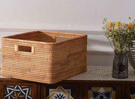 Woven Storage Baskets, Rectangular Storage Baskets, Rattan Storage Basket for Shelves, Kitchen Storage Baskets, Storage Baskets for Bathroom-Art Painting Canvas