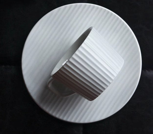 Unique White Tea Cup, Modern Handmade Pottery Coffee Cup, Creative White Ceramic Coffee Cup with Saucer, White Tea Cup for Afternoon Tea-Art Painting Canvas