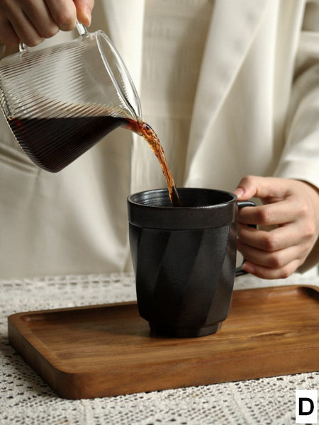 Creative Brown Green Blue Black Ceramic Coffee Mugs, Large Modern Handmade Pottery Coffee Cup, Large Unique Tea Cup, Large Capacity Coffee Mug with Cover-Art Painting Canvas