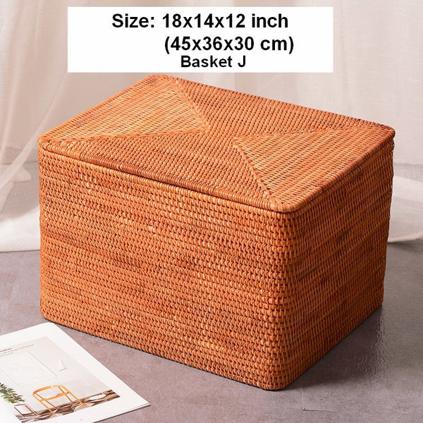 Storage Baskets with Lid, Rectangular Storage Baskets, Storage Baskets for Clothes, Pantry Storage Baskets, Rattan Woven Storage Basket for Bedroom-Art Painting Canvas
