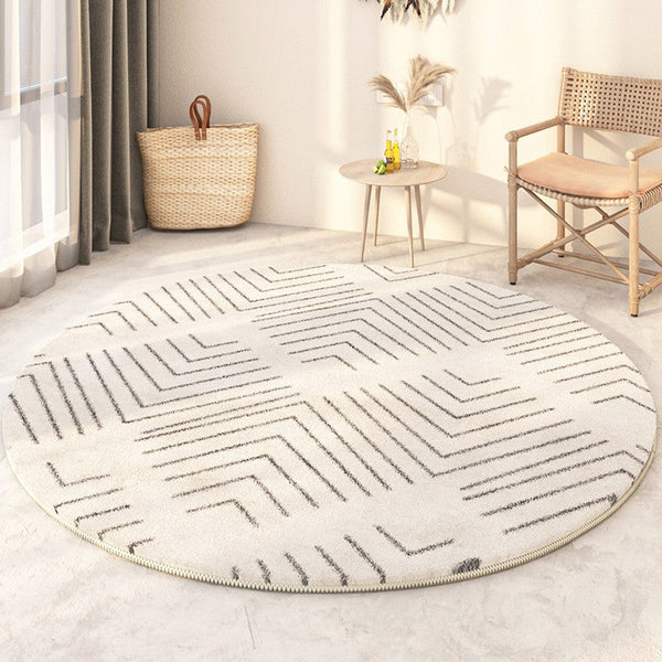 Soft Modern Round Rugs under Coffee Table, Geometric Modern Rugs for Bedroom, Circular Modern Rugs under Sofa, Abstract Contemporary Round Rugs-Art Painting Canvas
