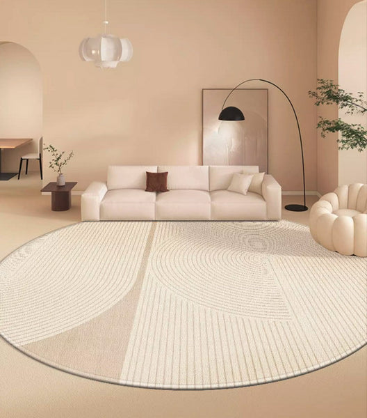 Simple Contemporary Round Rugs, Circular Modern Rugs under Dining Room Table, Bedroom Modern Round Rugs, Geometric Modern Rug Ideas for Living Room-Art Painting Canvas