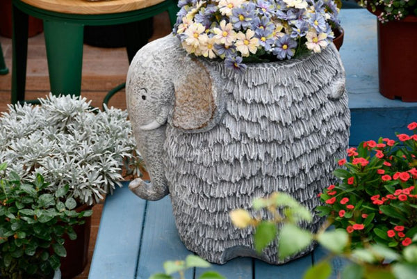Elephant Flower Pot, Modern Animal Statue for Garden Ornaments, Large Elephant Flowerpot, Resin Statue for Garden, Villa Outdoor Decor Gardening Ideas-Art Painting Canvas