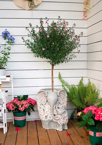 Modern Garden Flower Pot, Unique Animal Statue for Garden Ornaments, Beautiful Elephant Flowerpot, Resin Statue for Garden, Villa Outdoor Decor Gardening Ideas-Art Painting Canvas