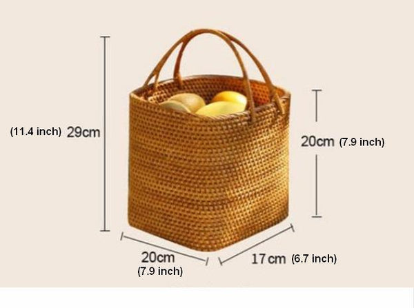 Woven Rattan Storage Basket with Handle, Storage Basket for Picnic, Fruit Storage Basket, Kitchen Storage Basekt-Art Painting Canvas