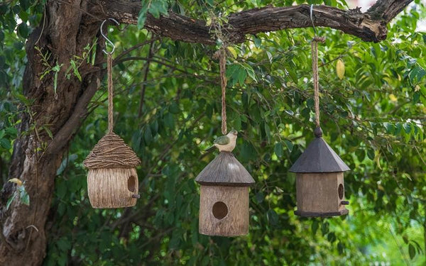 Resin Bird Nest for Garden Ornament, Bird House in the Garden, Lovely Birds House, Outdoor Decoration Ideas, Garden Ideas-Art Painting Canvas