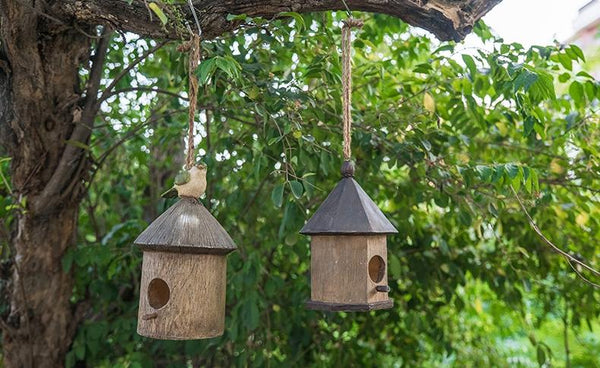 Resin Bird Nest for Garden Ornament, Bird House in the Garden, Lovely Birds House, Outdoor Decoration Ideas, Garden Ideas-Art Painting Canvas