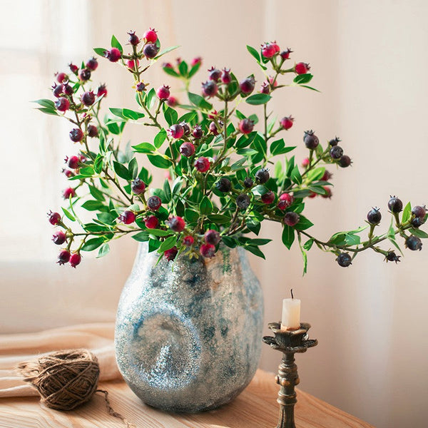 Simple Artificial Flowers for Living Room, Blueberry Fruit Branch, Flower Arrangement Ideas for Home Decoration, Spring Artificial Floral for Bedroom-Art Painting Canvas