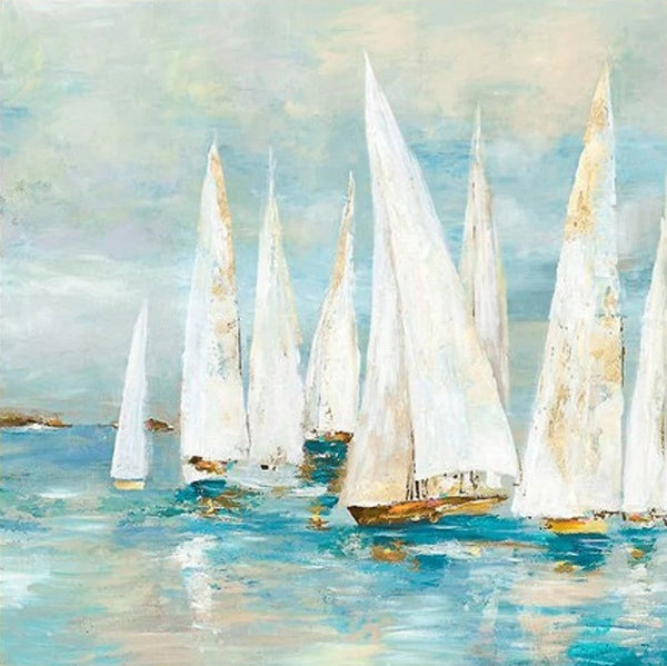 Sail Boat Painting, Hand Painted Abstract Painting, Abstract Landscape Painting, Extra Large Abstract Paintings on Canvas, Bedroom Wall Art Ideas-Art Painting Canvas