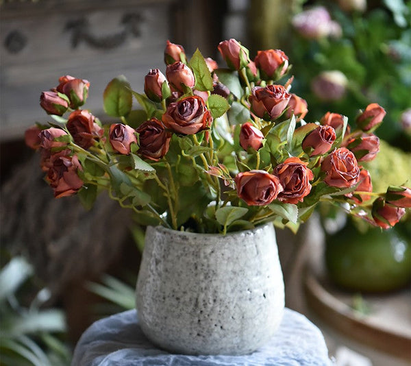 Artificial Floral for Bedroom, 12 Branches of Rose Flowers, Botany Plants, Rose Flower in Vase, Simple Flower Arrangement Ideas for Home Decoration-Art Painting Canvas