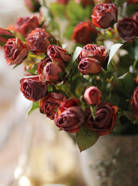 Artificial Floral for Bedroom, 12 Branches of Rose Flowers, Botany Plants, Rose Flower in Vase, Simple Flower Arrangement Ideas for Home Decoration-Art Painting Canvas