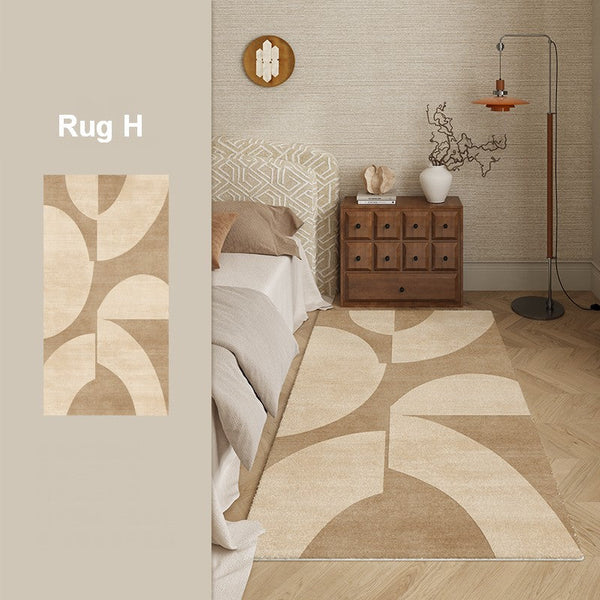 Abstract Modern Rugs for Living Room, Contemporary Modern Rugs Next to Bed, Geometric Modern Rugs under Dining Room Table, Brown Modern Carpets for Office-Art Painting Canvas
