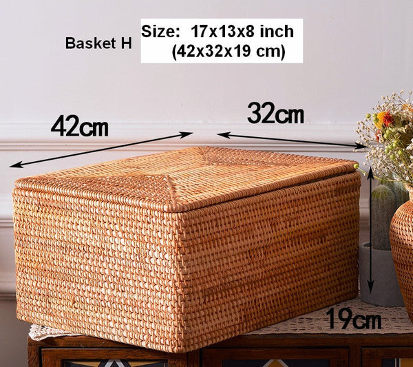 Woven Storage Baskets, Rectangular Storage Basket with Lid, Large Storage Basket for Clothes, Storage Baskets for Shelves, Kitchen Storage Baskets-Art Painting Canvas