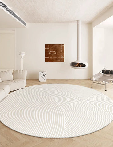 Soft Modern Rugs for Dining Room, Abstract Contemporary Round Rugs for Dining Room, Geometric Modern Rug Ideas for Living Room, Circular Modern Rugs for Bathroom-Art Painting Canvas