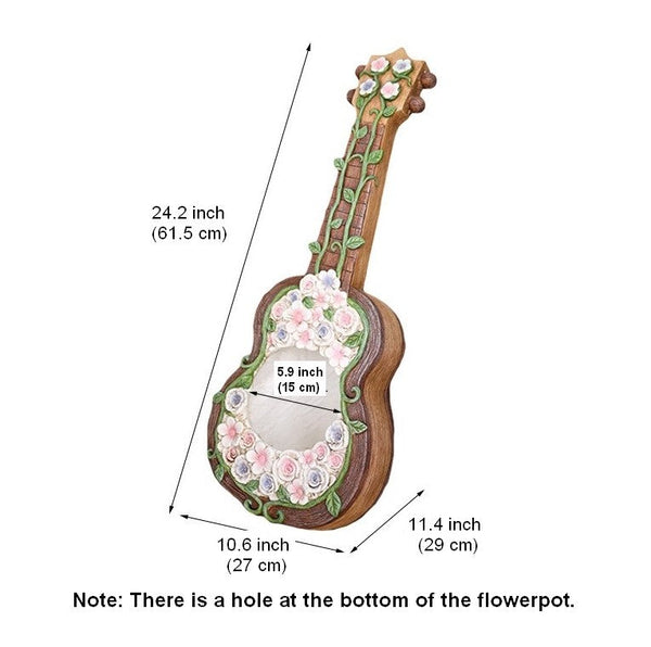 Modern Garden Flower Pot, Unique Guitar Flowerpot for Garden Ornaments, Beautiful Guitar Flowerpot, Villa Outdoor Decor Gardening Ideas-Art Painting Canvas