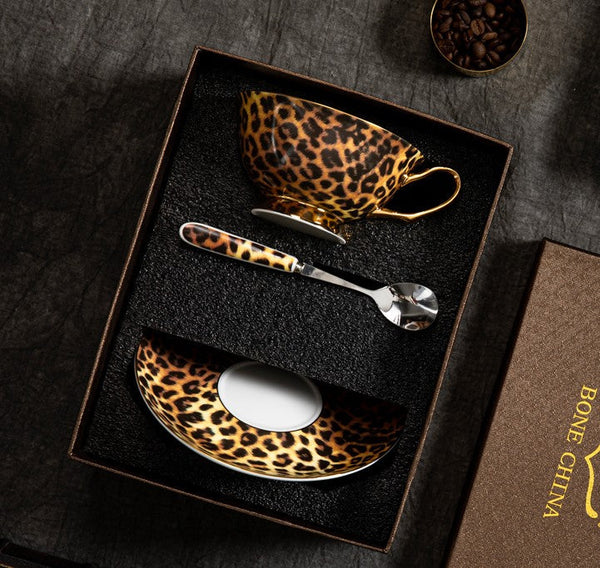 Creative Bone China Porcelain Tea Cup Set, Modern Ceramic Cups, Elegant Ceramic Coffee Cups, Unique Tea Cups and Saucers in Gift Box-Art Painting Canvas