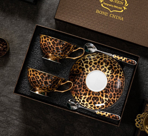 Creative Bone China Porcelain Tea Cup Set, Modern Ceramic Cups, Elegant Ceramic Coffee Cups, Unique Tea Cups and Saucers in Gift Box-Art Painting Canvas