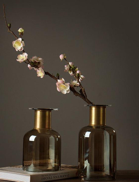 White and Pink Plum Artificial Flowers, Artificial Botany Plants, Silk Flower Arrangement, Plum Flower, Simple Flower Arrangement for Home Decoration-Art Painting Canvas