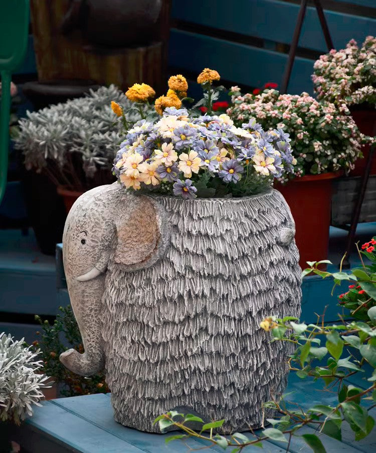 Modern Animal Statue for Garden Ornaments, Large Elephant Flowerpot, R