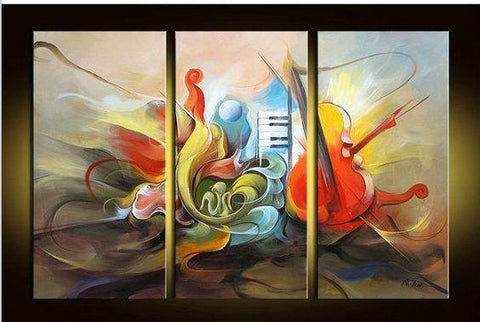 Abstract Painting on Canvas, Music Painting, 3 Piece Painting, Modern Acrylic Paintings, Wall Art Paintings-Art Painting Canvas