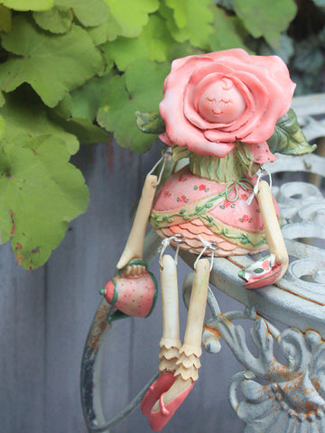 Creative Flower Rose Fairy Statue for Garden, Beautiful Garden Courtyard Ornaments, Villa Outdoor Decor Gardening Ideas, Unique Modern Garden Sculptures-Art Painting Canvas