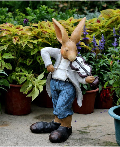Garden Courtyard Ornament, Large Rabbit Statue for Garden, Bunny Flower Pot, Villa Outdoor Decor Gardening Ideas, House Warming Gift-Art Painting Canvas