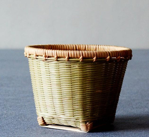 Natural Bamboo Basket, Rustic Basket, Hand Woven Snacks Basket, Round Decorative Basket-Art Painting Canvas