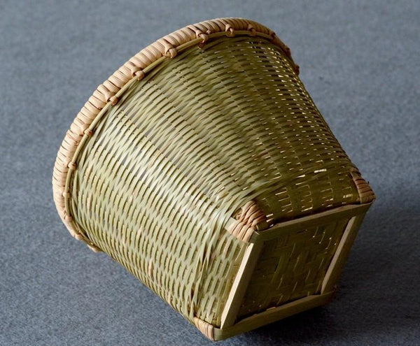 Natural Bamboo Basket, Rustic Basket, Hand Woven Snacks Basket, Round Decorative Basket-Art Painting Canvas
