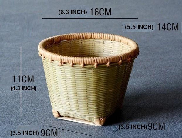 Natural Bamboo Basket, Rustic Basket, Hand Woven Snacks Basket, Round Decorative Basket-Art Painting Canvas