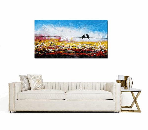 Love Birds Painting, Canvas Art, Abstract Art, Oil Painting, Wall Art, Abstract Painting, Large Art, Canvas Painting, Original Painting-Art Painting Canvas