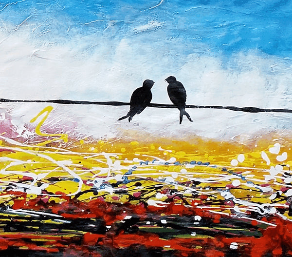 Love Birds Painting, Canvas Art, Abstract Art, Oil Painting, Wall Art, Abstract Painting, Large Art, Canvas Painting, Original Painting-Art Painting Canvas