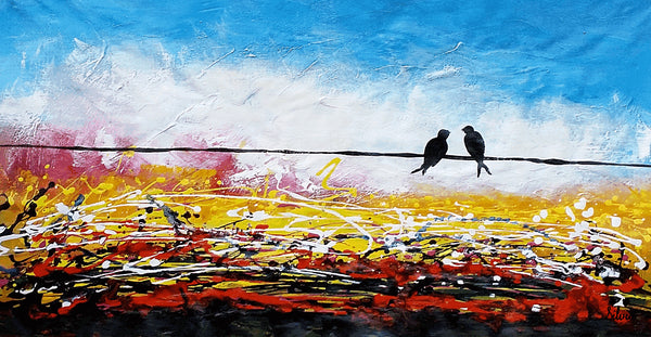 Love Birds Painting, Canvas Art, Abstract Art, Oil Painting, Wall Art, Abstract Painting, Large Art, Canvas Painting, Original Painting-Art Painting Canvas