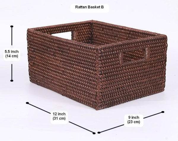 Storage Baskets for Clothes, Large Brown Woven Storage Basket, Storage Baskets for Bathroom, Rectangular Storage Baskets-Art Painting Canvas