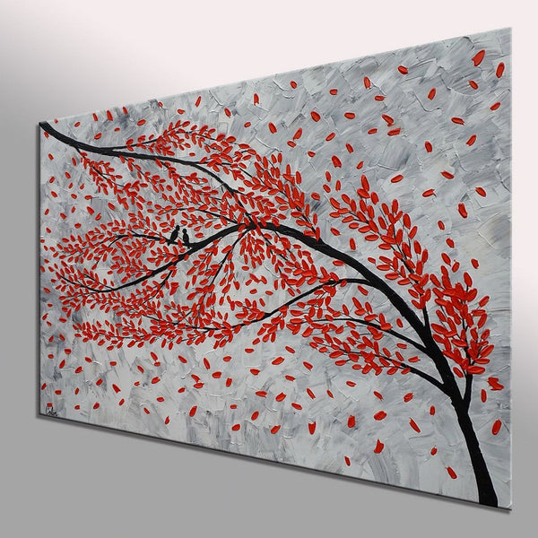 Large Canvas Paintings, Paintings for Living Room, Love Birds Painting, Original Wall Art Paintings, Abstract Acrylic Painting-Art Painting Canvas