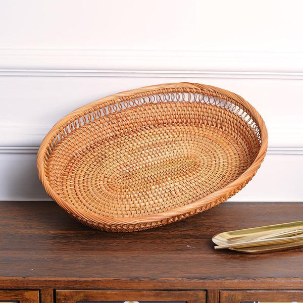 Rattan Storage Basket for Pantry, Round Storage Basket, Storage Baskets for Kitchen, Woven Storage Basket for Dining Room-Art Painting Canvas
