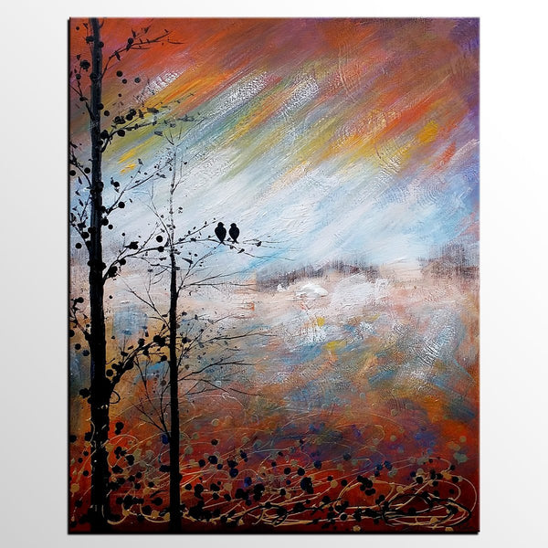 Love Birds Painting, Simple Abstract Painting, Landscape Acrylic Painting, Acrylic Canvas Painting, Bedroom Wall Art Paintings, C-Art Painting Canvas