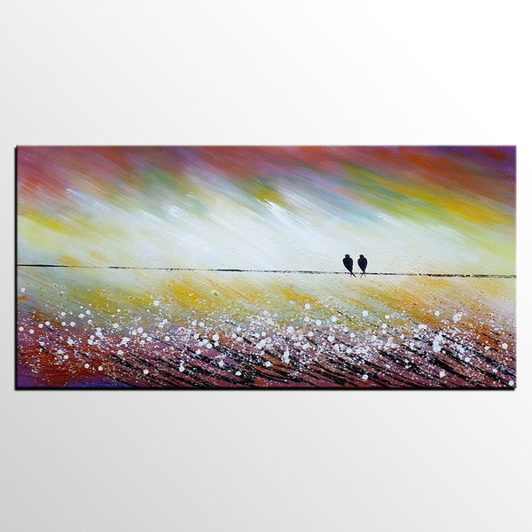 Simple Abstract Painting, Living Room Wall Art Ideas, Love Birds Painting, Acrylic Painting for Sale, Bedroom Canvas Painting-Art Painting Canvas