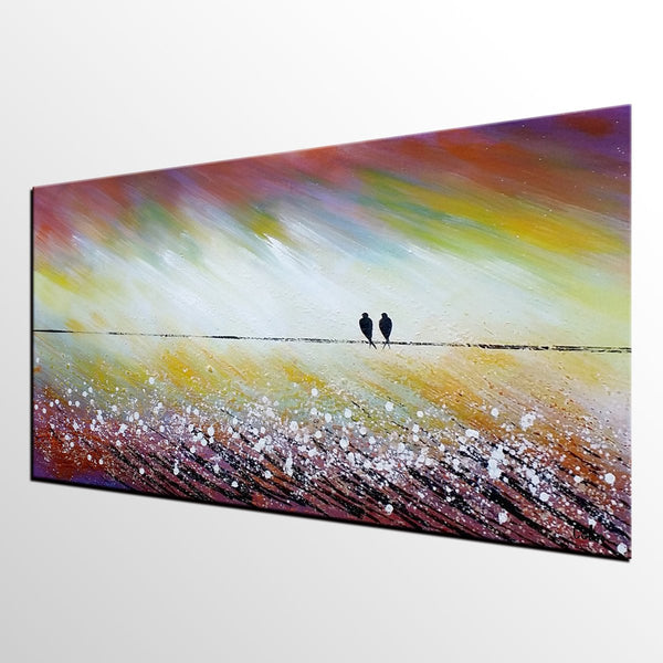 Simple Abstract Painting, Living Room Wall Art Ideas, Love Birds Painting, Acrylic Painting for Sale, Bedroom Canvas Painting-Art Painting Canvas