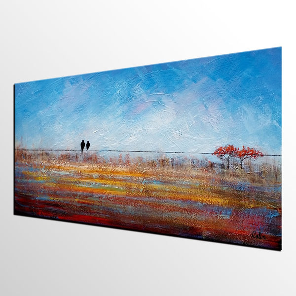 Simple Abstract Painting, Acrylic Painting on Sale, Dining Room Wall Art Painting, Love Birds Painting, Abstract Painting for Bedroom-Art Painting Canvas