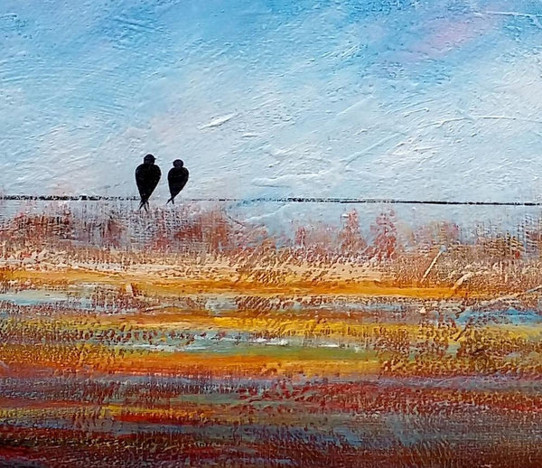 Simple Abstract Painting, Acrylic Painting on Sale, Dining Room Wall Art Painting, Love Birds Painting, Abstract Painting for Bedroom-Art Painting Canvas