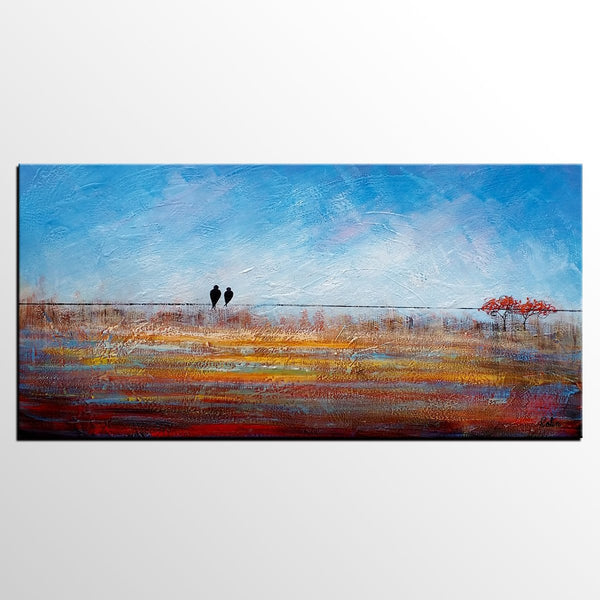 Simple Abstract Painting, Acrylic Painting on Sale, Dining Room Wall Art Painting, Love Birds Painting, Abstract Painting for Bedroom-Art Painting Canvas